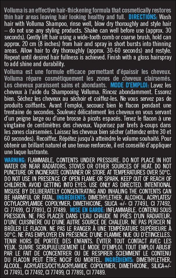 Volluma Spray List Of Ingredients